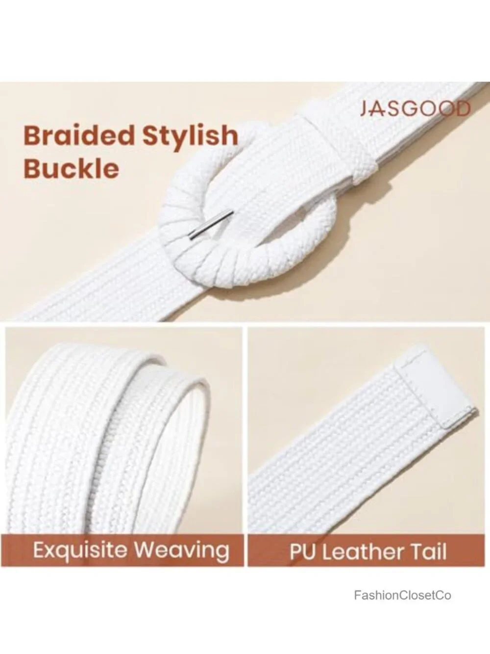 Women's Straw Woven Stretchy Boho Belt with Raffia Rattan Oval Buckle